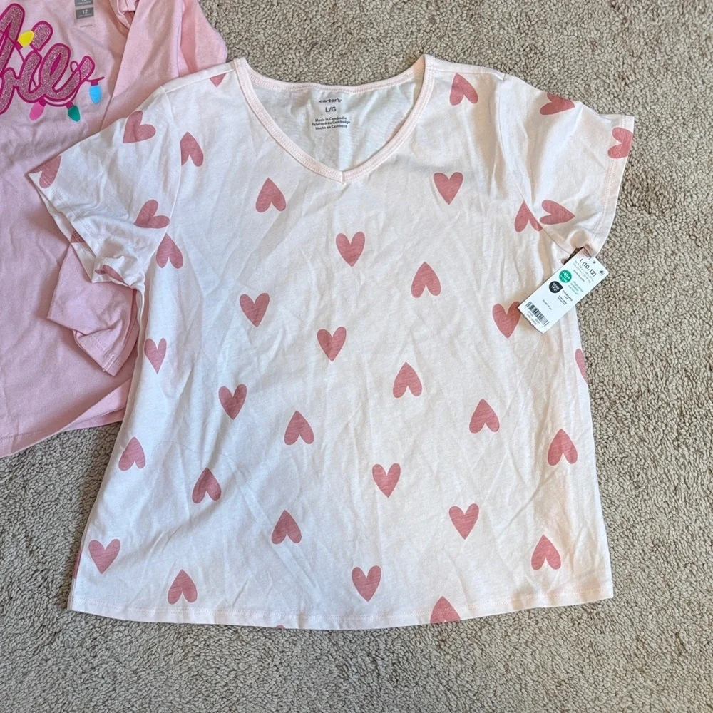 Carter’s Barbie Pink Festive Long Sleeve and Heart Tee Set - Picture 2 of 5